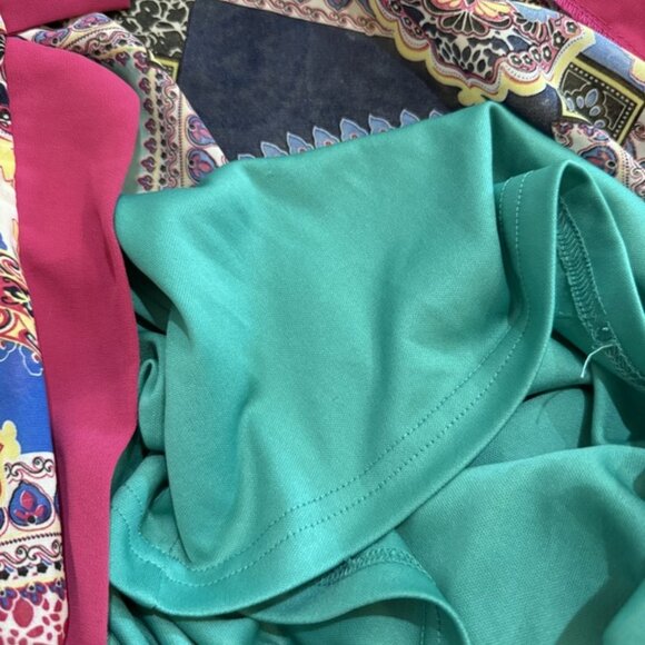 UMGEE Paisley Tunic Dress L Womens Boho Shift Colorful Knit Lined Flared Sleeve - Picture 9 of 12